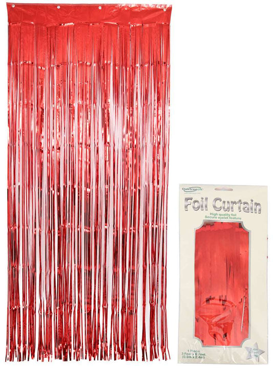 Red Foil Door Curtains