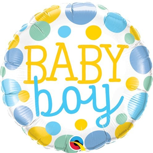 Baby Boy Multicoloured Dots Foil Balloon