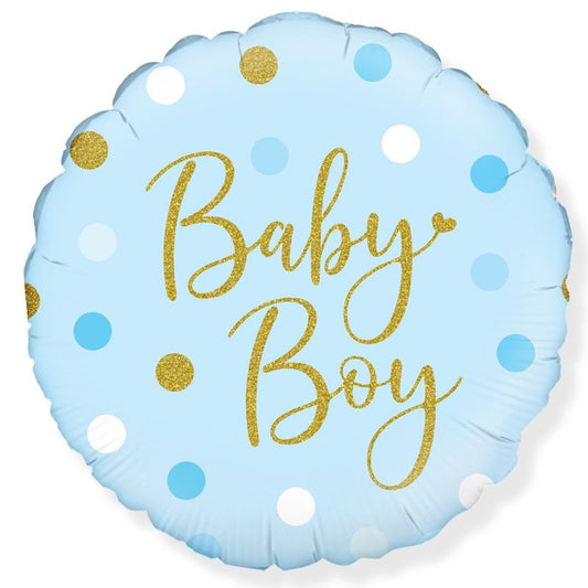 Baby Boy Dots Holographic Foil Balloon