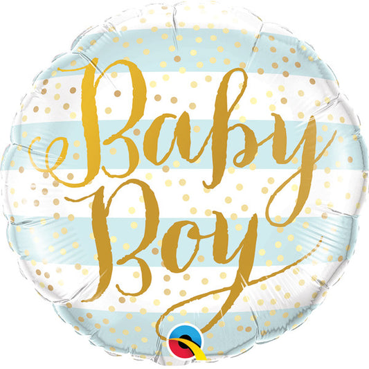Baby Boy Blue and Gold Dot Foil Balloon