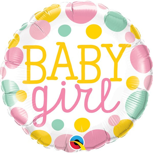 Baby Girl Multicoloured Dots Foil Balloon