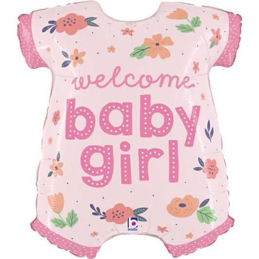 Welcome Baby Girl Pink Baby Vest Foil Balloon