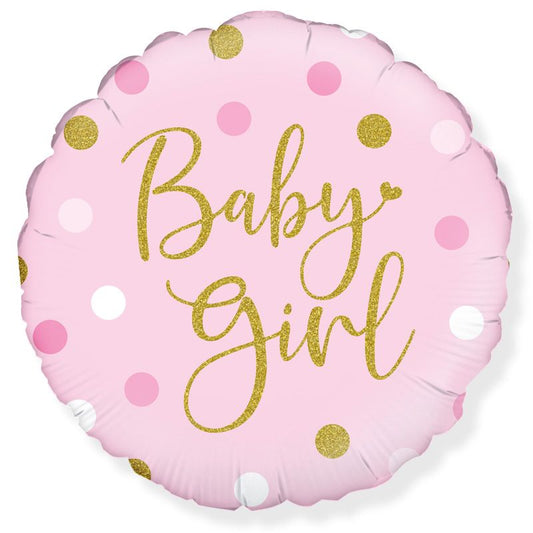 Baby Girl Dots Holographic Foil Balloon