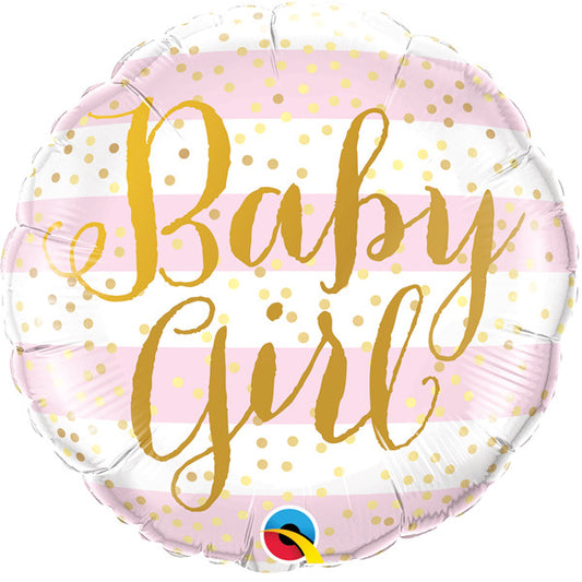 Baby Girl Pink and Gold Dot Foil Balloon