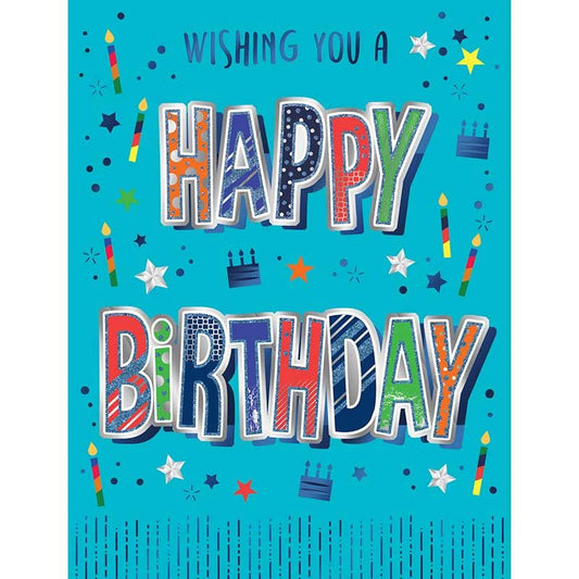 Blue Happy Birthday Greeting Card
