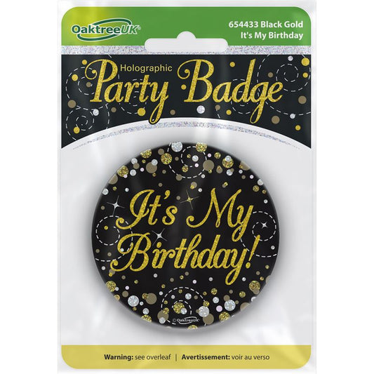 It's My Birthday Sparkling Fizz Black Gold Holographic Package