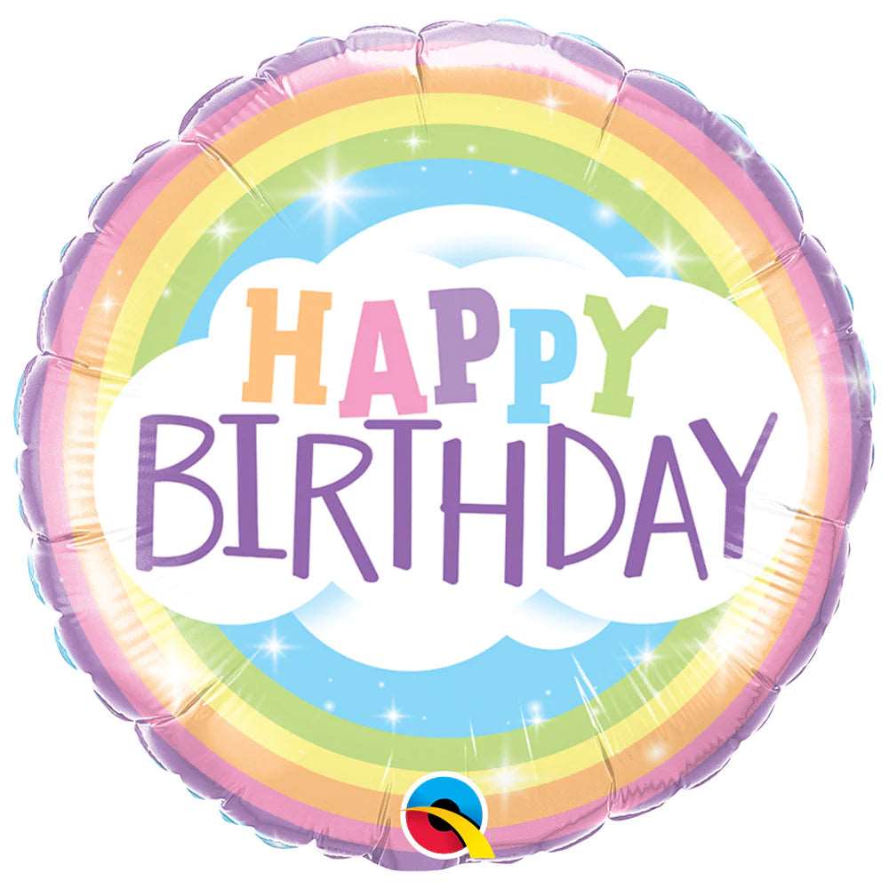 Happy Birthday Rainbow Round Foil Balloon - 18"