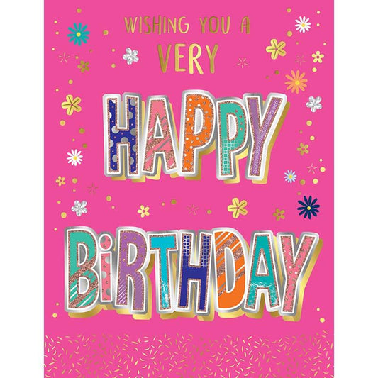 Pink Happy Birthday Greeting Card