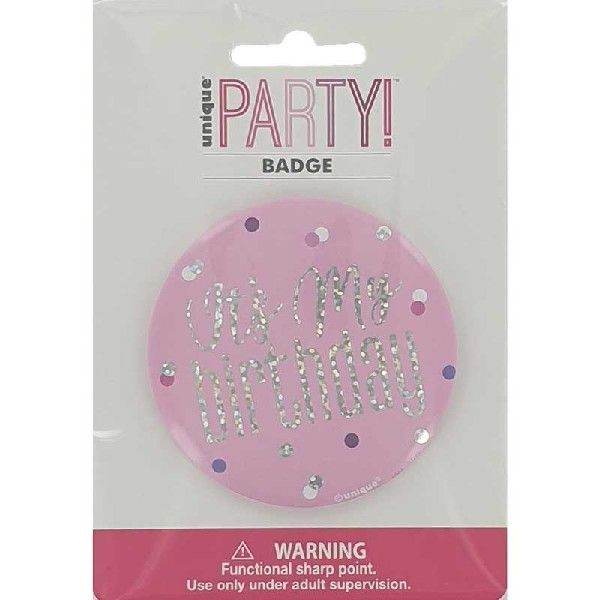 It's My Birthday Pink Sparkling Badge – Eternity Party Express