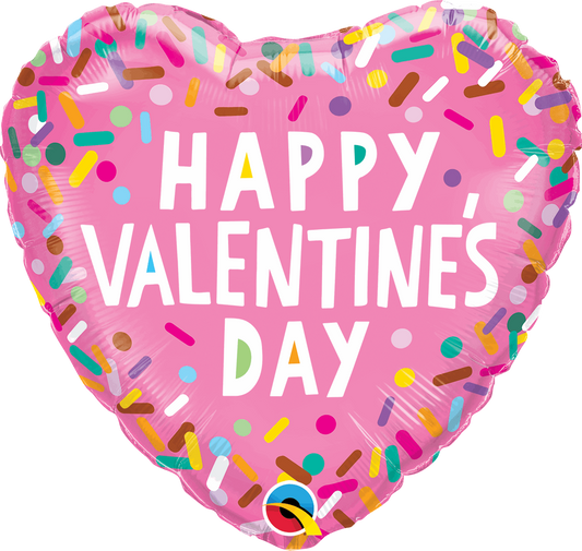 Heart Valentines Sprinkles Foil Balloon