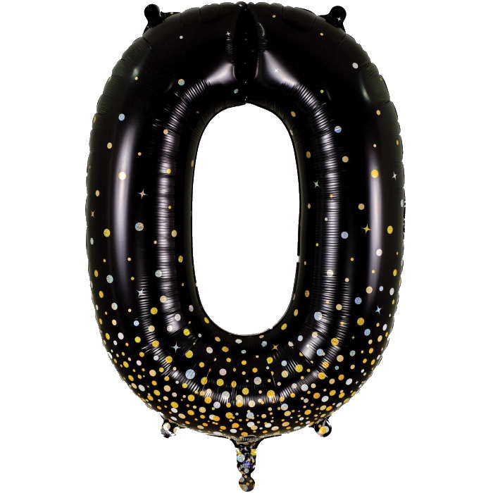 Sparkling Fizz Holographic black gold Giant Helium Numbers