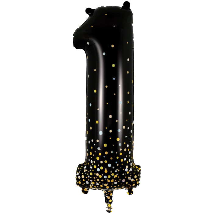 Sparkling Fizz Holographic black gold Giant Helium Numbers