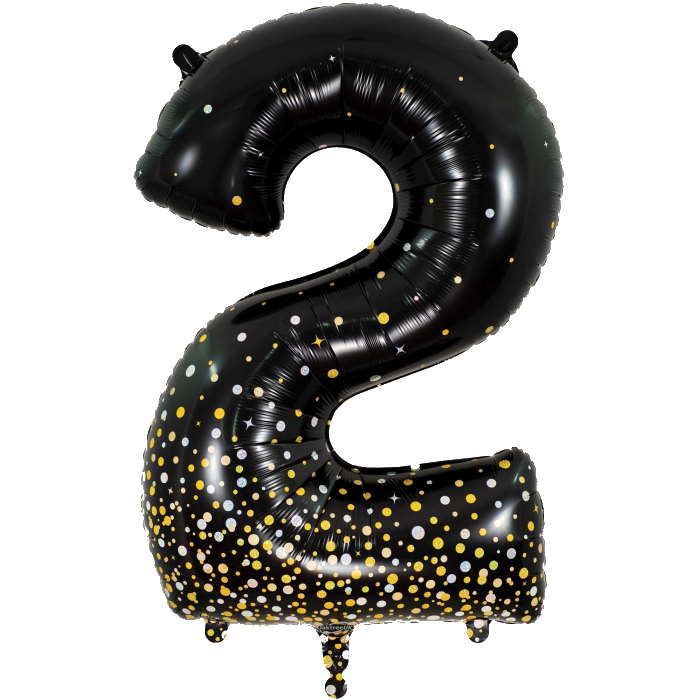 Sparkling Fizz Holographic black gold Giant Helium Numbers