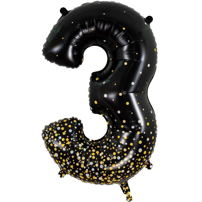 Sparkling Fizz Holographic black gold Giant Helium Numbers