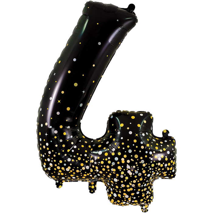 Sparkling Fizz Holographic black gold Giant Helium Numbers