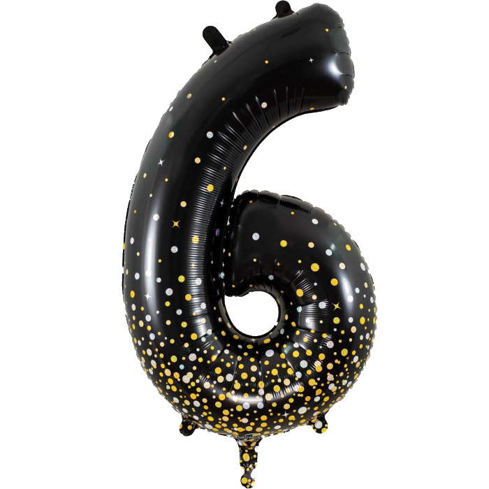 Sparkling Fizz Holographic black gold Giant Helium Numbers