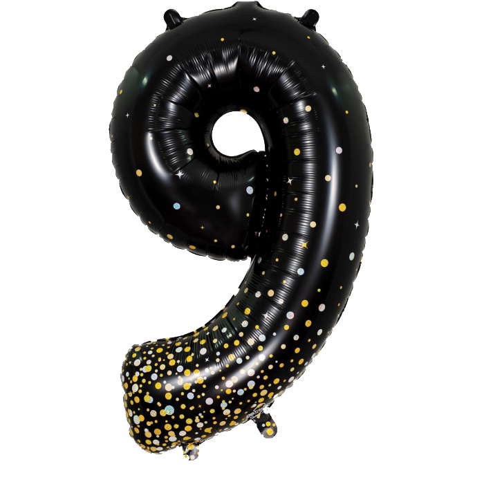 Sparkling Fizz Holographic black gold Giant Helium Numbers