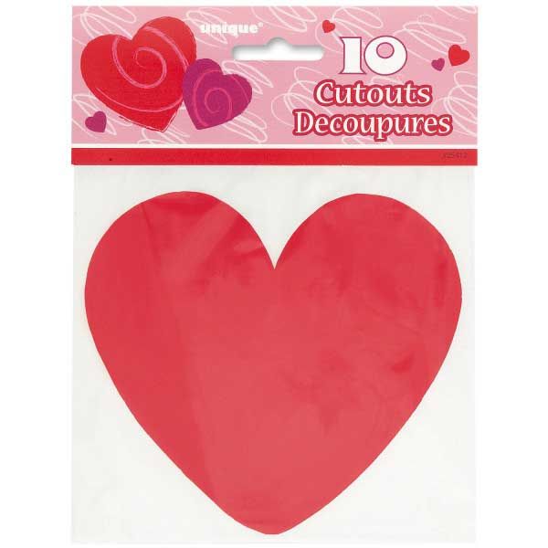 HEART CUTOUT WALL DECORATIONS (PACK OF 10)