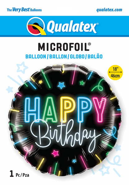 Neon Glow Happy Birthday Foil Balloon Package