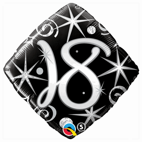 18th Elegant Sparkles And Swirls Foil Balloon