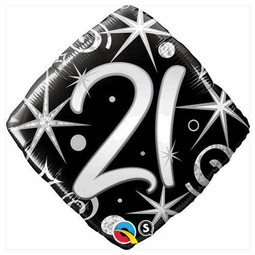 21st Elegant Sparkles And Swirls Foil Balloon