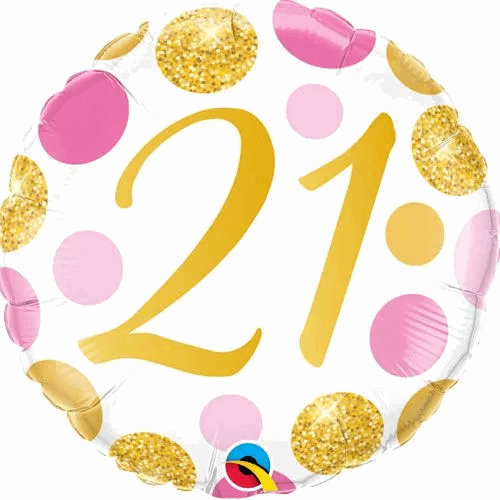 Pink and Gold Spots 21st Birthday Foil Balloon