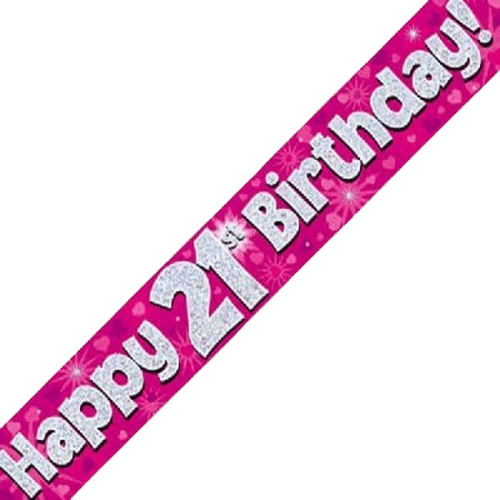 Pink Holographic 21st Birthday Banner