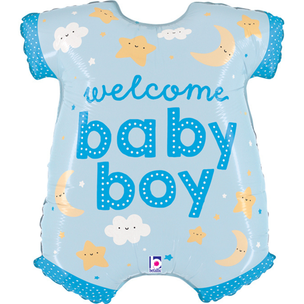 Welcome Baby Boy Blue Baby Vest Foil Balloon