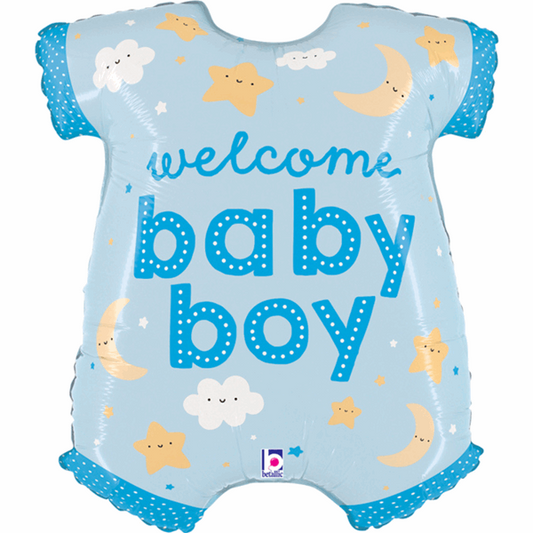 Welcome Baby Boy Blue Baby Vest Foil Balloon