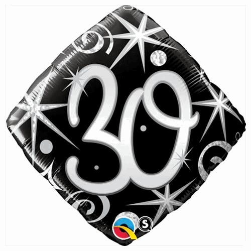 30th Elegant Sparkles And Swirls Foil Balloon