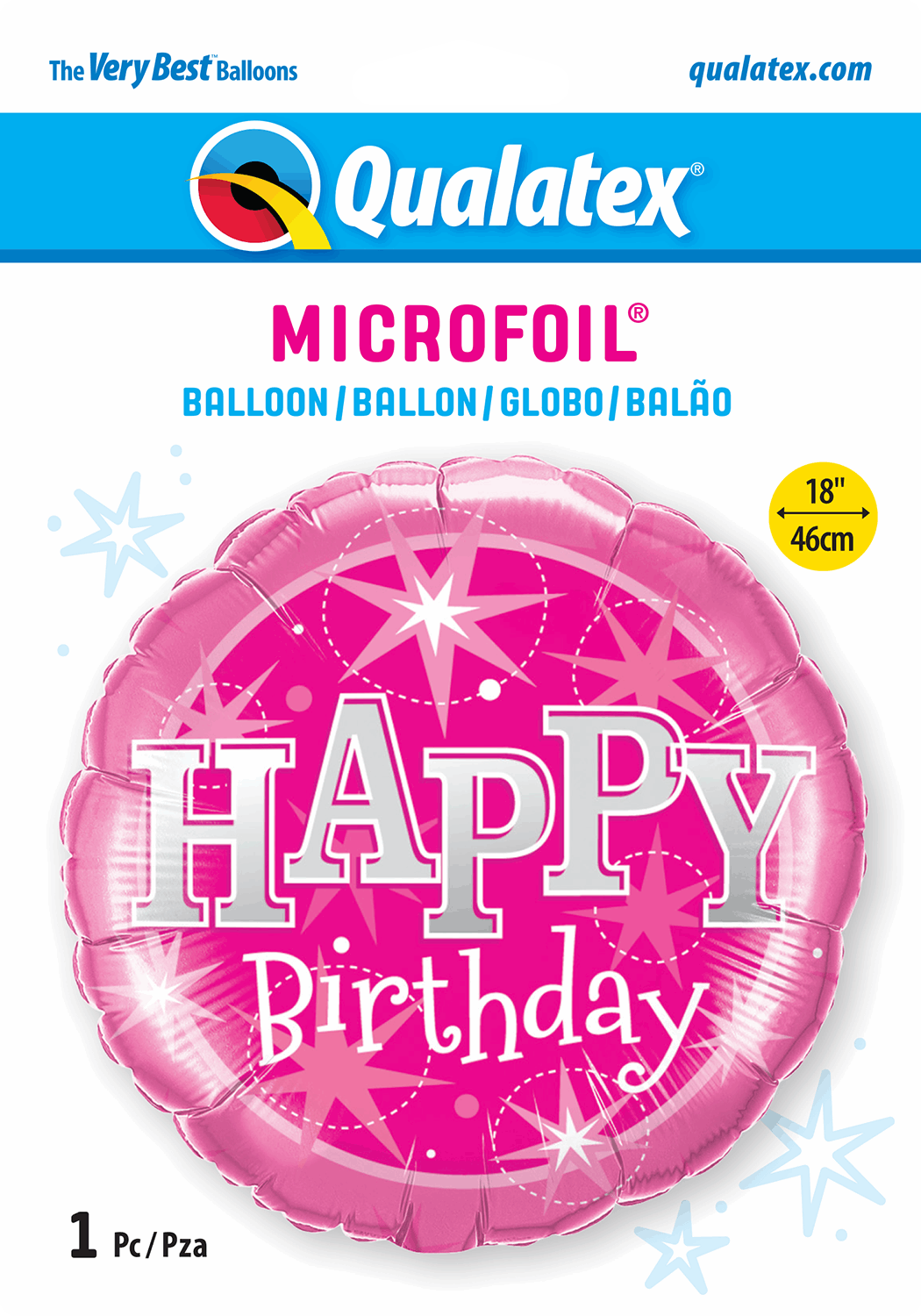 Pink Sparkle Happy Birthday Foil Balloon Package