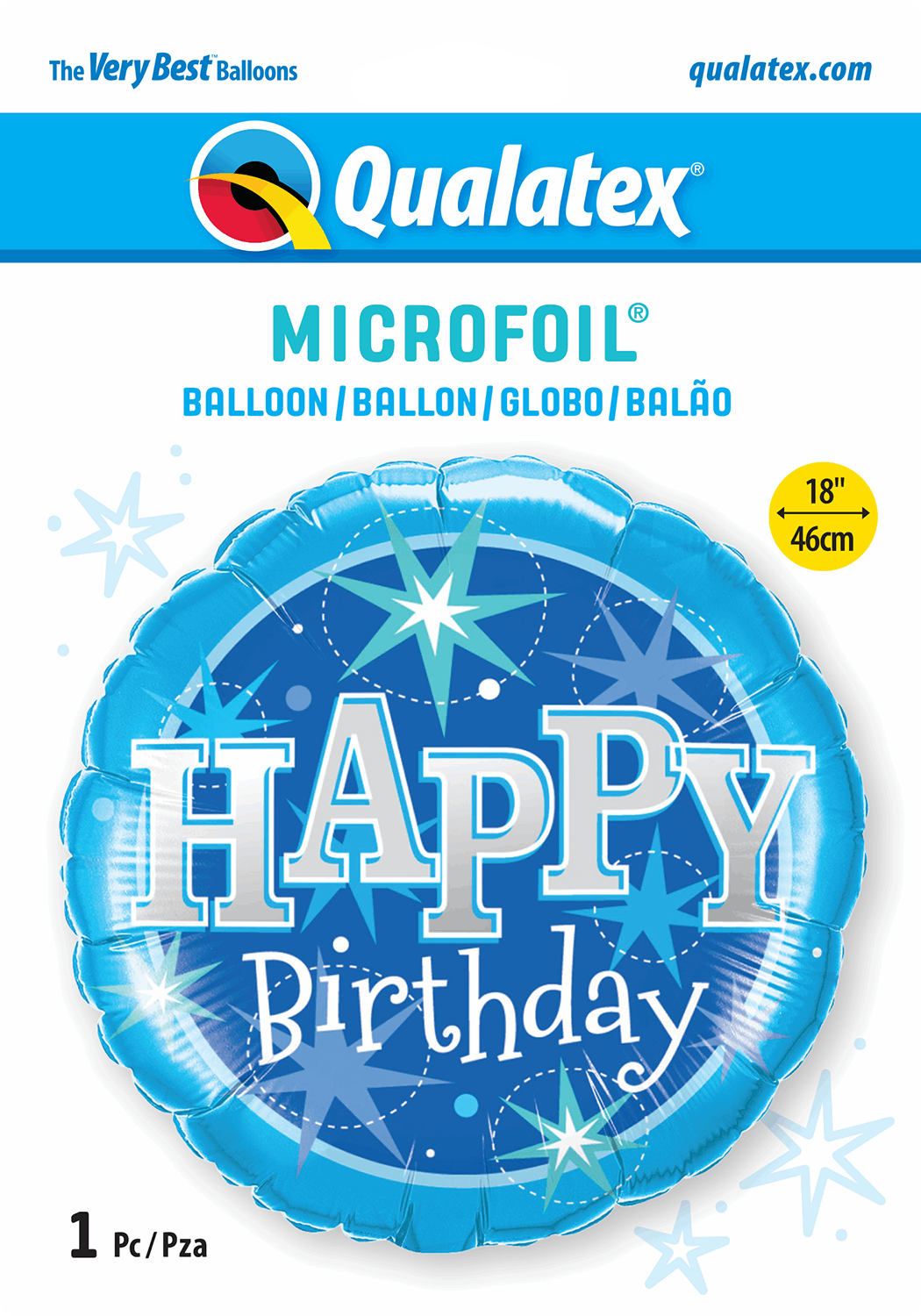 Blue Sparkle Happy Birthday Foil Balloon Package