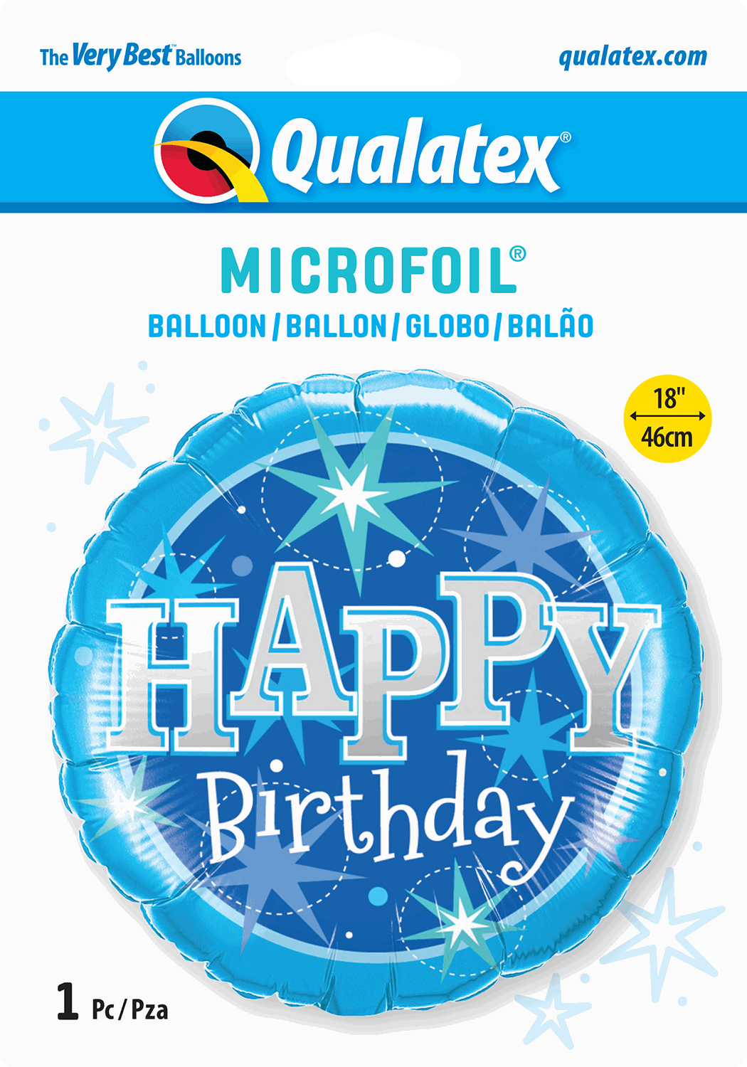 Blue Sparkle Happy Birthday Foil Balloon Package