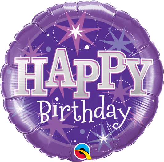 Purple Sparkle Happy Birthday Foil Balloon