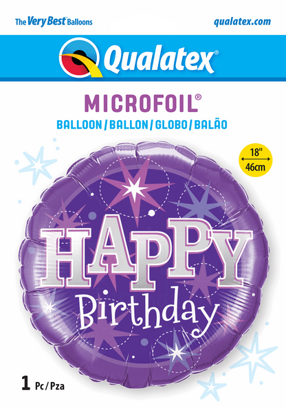 Purple Sparkle Happy Birthday Foil Balloon Package