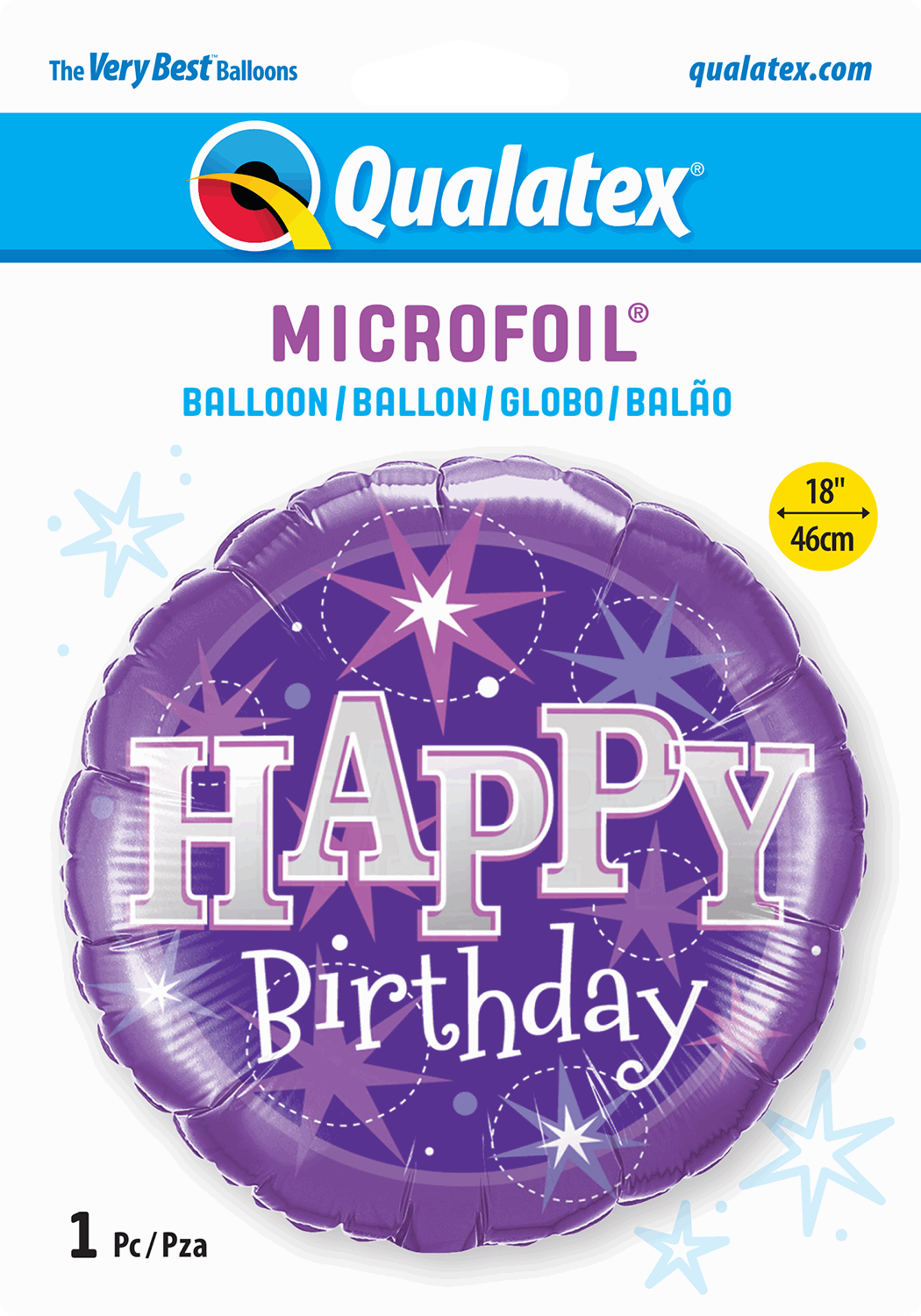 Purple Sparkle Happy Birthday Foil Balloon Package