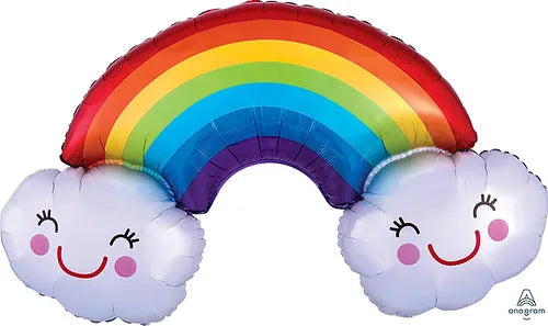 Rainbow And Clouds Smile Shape Balloon