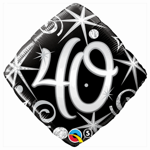 40th Elegant Sparkles And Swirls Foil Balloon