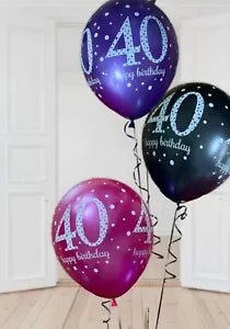 Pink Celebration Age 40th Birthday Latex Balloons