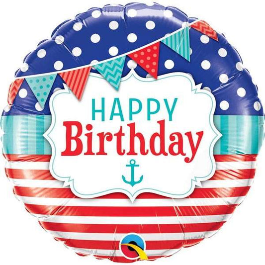 Nautical Pennant Happy Birthday Foil Balloon