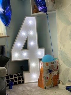 Light up 4 ft wooden numbers to hire