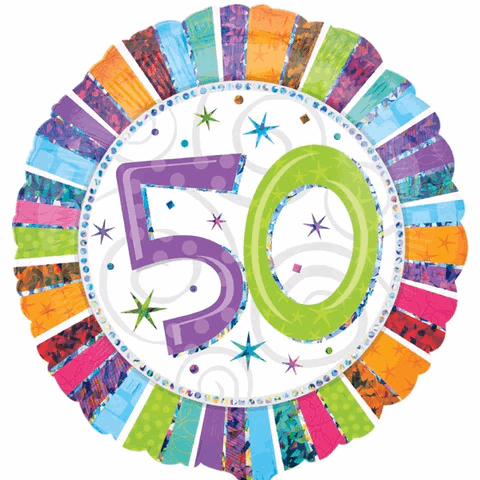 Radiant Multicolour 50th Foil Balloon