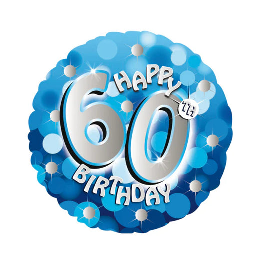 Happy 60th Birthday Blue Holographic Foil Balloon