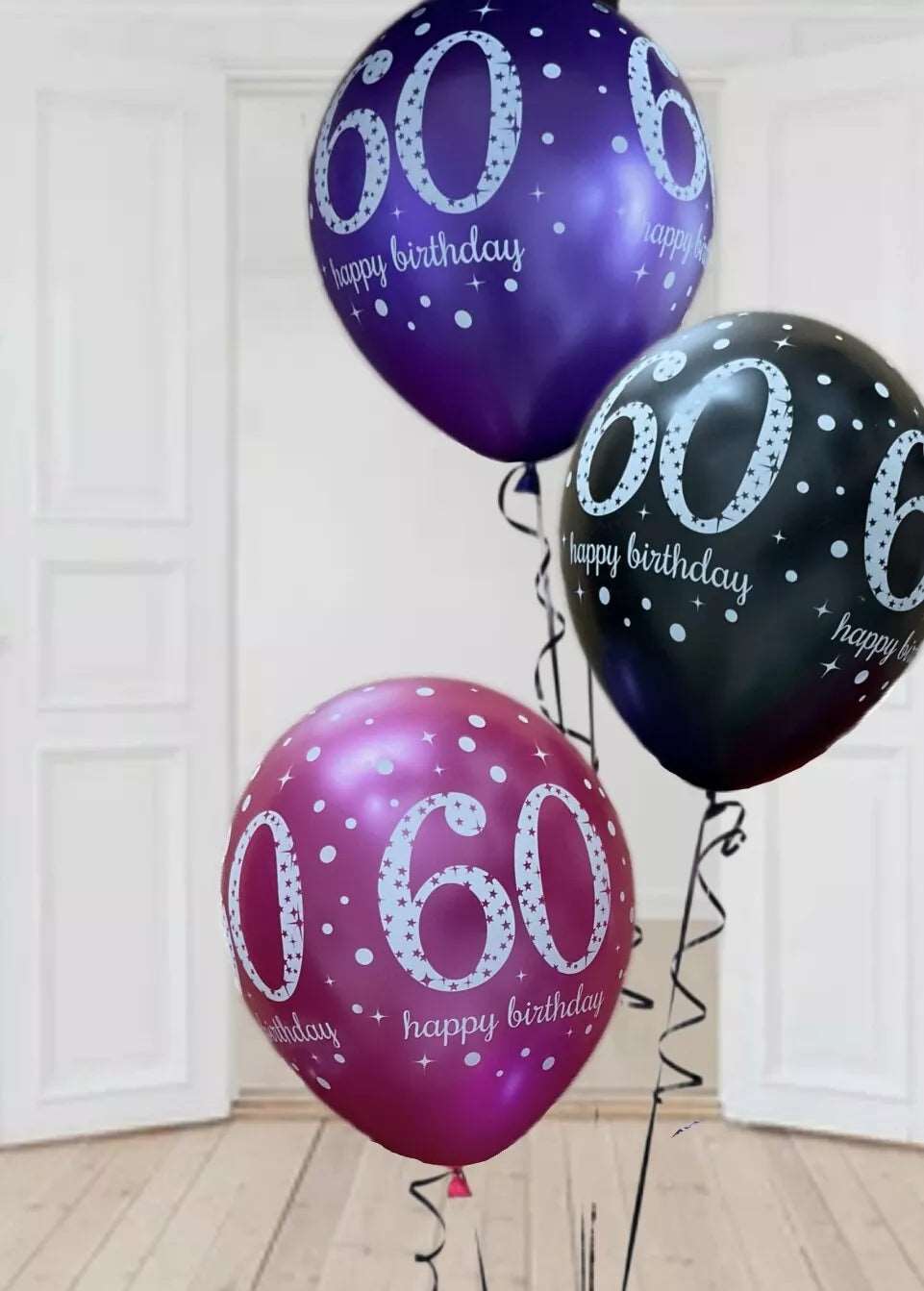 Pink Celebration Age 60th Birthday Latex Balloons