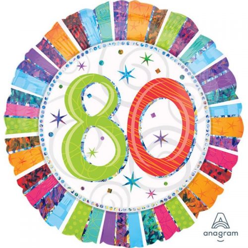 Radiant Multicolour 80th Foil Balloon