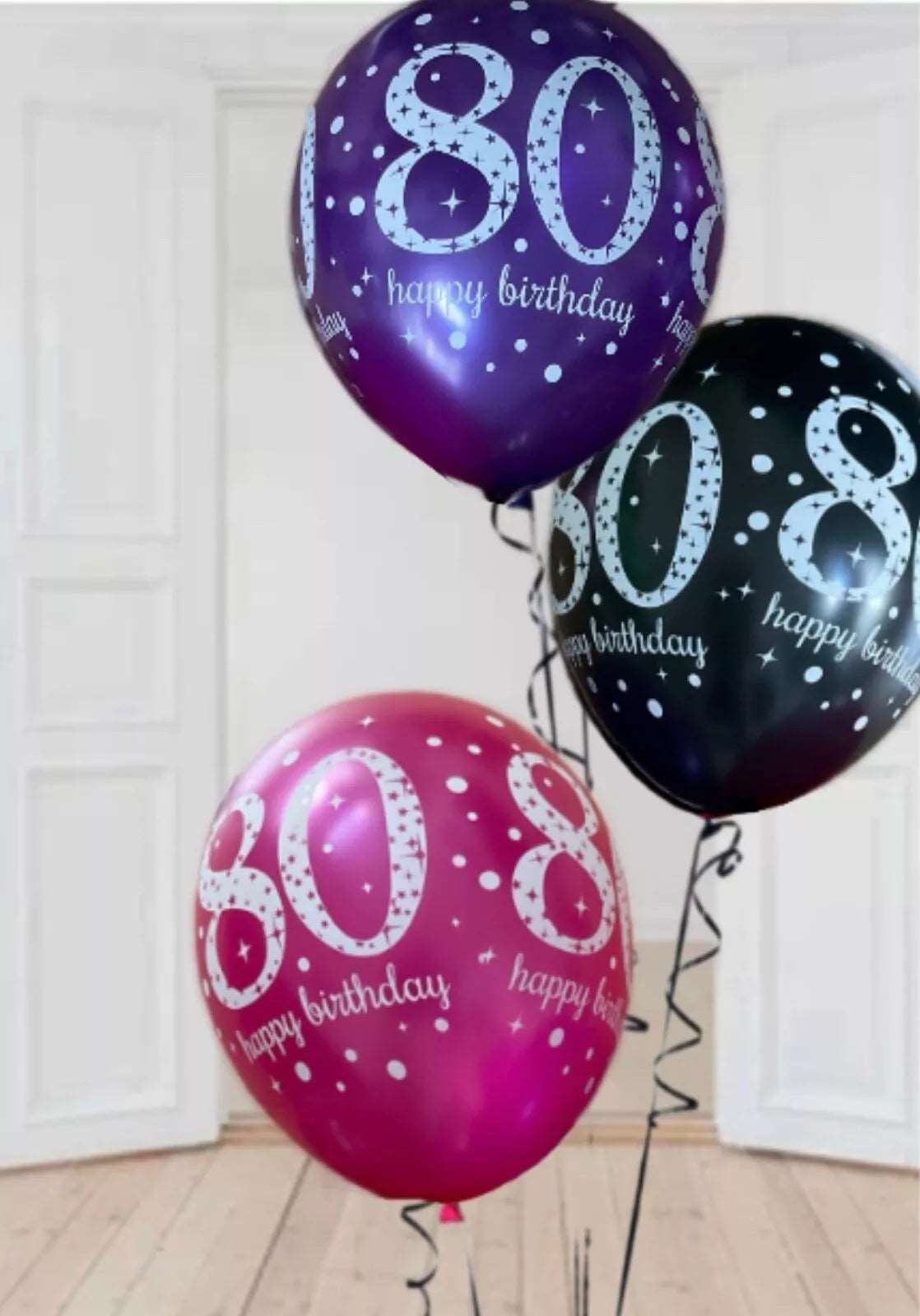 Pink Celebration Age 80th Birthday Latex Balloons