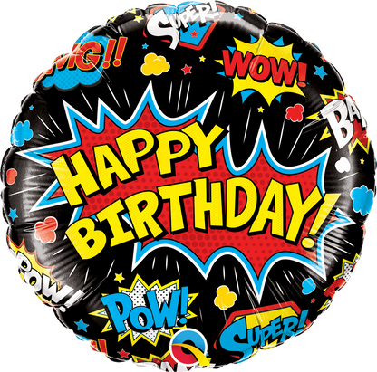 Black Super Hero Happy Birthday Foil Balloons