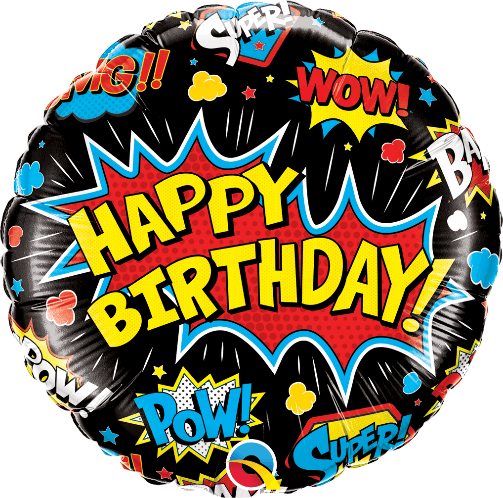 Black Super Hero Happy Birthday Foil Balloons