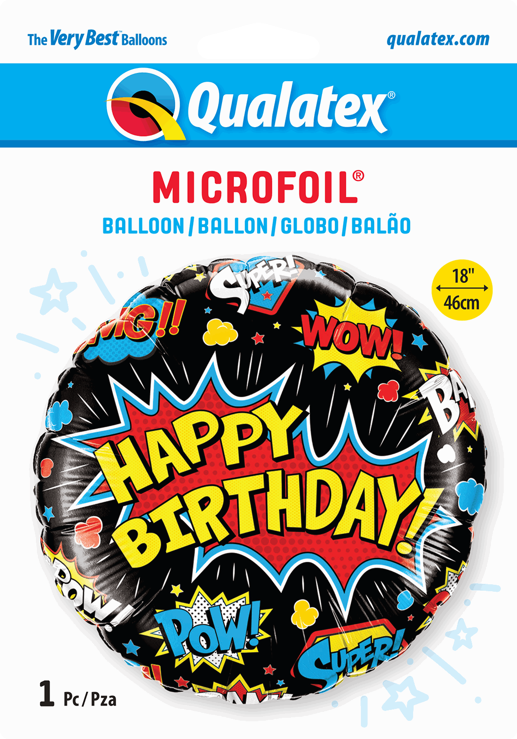 Black Super Hero Happy Birthday Foil Balloon Package