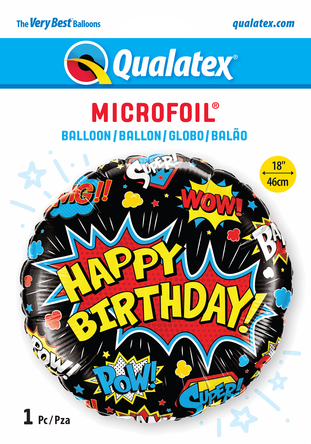 Black Super Hero Happy Birthday Foil Balloon Package